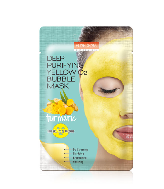 Purederm Deep Purifying Yellow O2 Bubble Mask Turmeric